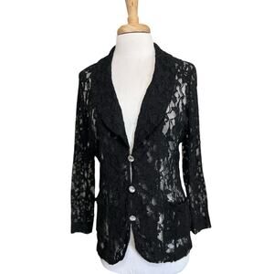 Gothic Glam Victorian Black Lace Mesh Cardigan Blazer By RXB size Small